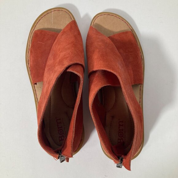 Womens Born IWA Suede Croosover Open Toe‎ Flat Sandals Rust 7 - Picture 4 of 10